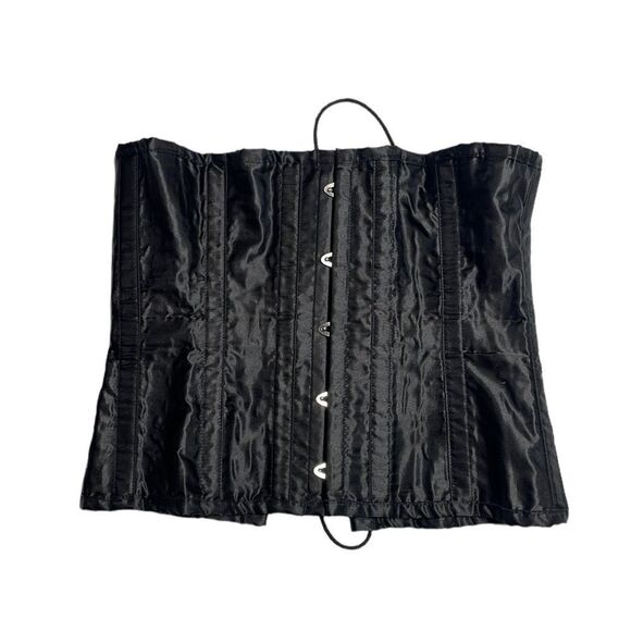 Vintage women’s satin lace up black corset size 30 L/XL - Picture 1 of 6